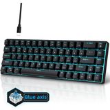 OEM V800 68 Tuşlu RGB Mekanik Gaming Klavye Kablolu Oyuncu Klavyesi, Mavi Switch , Ultra Kompakt E-Spor Oyuncu Klavyesi - MYZUMAX Özel Seri - Siyah