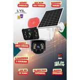 OEM Yapay Zeka 4K Simkartlı Güneş Enerjili 2 Kameralı 3 Ekranlı Güvenlik Kamerası Renkli Gece Görüş Sesli 360 Derece W12 - Beyaz