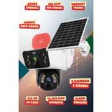 OEM Yapay Zeka 4K Simkartlı Güneş Enerjili 2 Kameralı 3 Ekranlı Güvenlik Kamerası Renkli Gece Görüş Sesli 360 Derece W13 - Beyaz