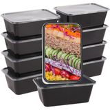 OEM Yemek Hazırlama Kapları [10 Paket] 1 Kapaklı Bölme, Gıda Saklama Kapları, Bento Kutusu, Bpa Içermez, Istiflenebilir, Mikrodalga/bulaşık Makinesi/dondurucuya Uygun (32 Oz) - Siyah - Şeffaf