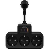 OEM Yüksek Voltaj Korumalı Priz, Duvar Tipi Kısa Kablolu Priz Çoğaltıcı, 3x Soket, 2x Type-C, 1x Usb, 16A, 3680W, 1050 Joule, Çocuk Korumalı, Isıya Dayanıklı Yapı (Siyah)
