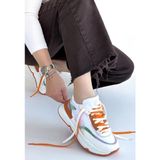 OEY Fashions Aleh Beyaz Cilt Turuncu Detaylı Çift Bağcıklı Spor Ayakkabı - Çok Renkli