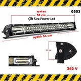 Off Road Led Bar Power Ledli Düz Çift Sıra 54 Cm 40 Led 240w