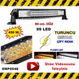Off Road Led Bar Turuncu-Beyaz Düz Model 3 Sıra 80 Cm 99 Led 459W (451239115)