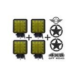 Off Road Sis Farı Sis Lambası 16 Led Kare 4'Lü Paket Sarı