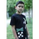 Off White Baskılı %100 Pamuk Siyah Erkek Çocuk T-shirt 9-16 Yaş 00280