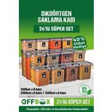 OFFBOX 24 Adet 48 Parça 1,2-2,0-3,2 Litre Dikdörtgen Erzak Bakliyat Saklama Kabı 40 Etiket Hediyeli