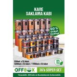 OFFBOX 36 Adet 72 Parça 0,55-1,2-1,7 Litre Kare Erzak Bakliyat Saklama Kabı Seti 40 Etiket Hediyeli