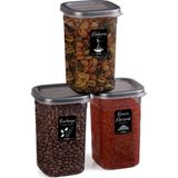 OFFBOX Kare Erzak Saklama Kabı Baharatlık K-1200 6'lı Set 1,2 Litre 20 Etiket Hediyeli Antrasit Renk