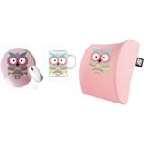 Office Küp 3'lü Ofis Seti Bel Yastığı Kahve Bardağı Mouse Pad Pembe Baykuş