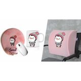 Office Küp 3'lü Ofis Seti Bel Yastığı Kahve Bardağı Mouse Pad Pembe Pingu