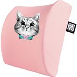 Office Küp Bel Yastığı Ofis Koltuk Minderi Pembe Meraklı Kedi