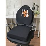 Officekup Visco Gamer Oyuncu Bel Yastığı ve Kare Oturma Minderi 2'li Set Siyah Tedy Bear