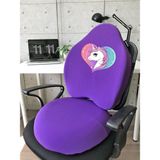 Officekup Visco Gamer Oyuncu Bel Yastığı ve Yuvarlak Oturma Minderi 2'li Set Mor Unicorn