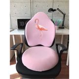 Officekup Visco Gamer Oyuncu Bel Yastığı ve Yuvarlak Oturma Minderi 2'li Set Pembe Flamingo Somon