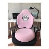 Officekup Visco Gamer Oyuncu Bel Yastığı ve Yuvarlak Oturma Minderi 2'li Set Pembe Kedi