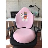 Officekup Visco Gamer Oyuncu Bel Yastığı ve Yuvarlak Oturma Minderi 2'li Set Pembe Lama
