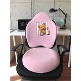 Officekup Visco Gamer Oyuncu Bel Yastığı ve Yuvarlak Oturma Minderi 2'li Set Pembe Tedy Bear