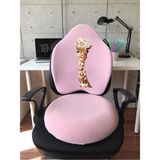 Officekup Visco Gamer Oyuncu Bel Yastığı ve Yuvarlak Oturma Minderi 2'li Set Pembe Zürafa