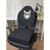 Officekup X-Large Visco Gamer Oyuncu Bel Yastığı ve Visco Kare Oturma Minderi 2'li Set Siyah Kedi
