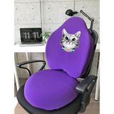 Officekup X-Large Visco Gamer Oyuncu Bel Yastığı ve Visco Yuvarlak Oturma Minderi 2'li Set Mor Kedi