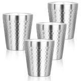 Offiper Paslanmaz Çelik Bardaklar Çift Duvar, 10oz Yalıtımlı Bardak, 4'lü Paket Kırılmaz İstiflenebilir Su Bardakları Vakum Yalıtımlı Metal Bardak Seyahat Kamp Ev Dış Mekan için Premium İçme