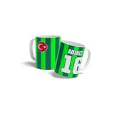 offside Bursa Bardak Taraftar Yeşil Forma Tasarımlı Kişiye Özel Baskılı Kişiselleştirilebilir İsme Özel Porselen Hediye Kupa Bardak