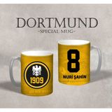 Offside Dortmund Takım (Nuri Şahin) - Futbol Özel Tasarım Kupa Bardak - 1 Adet - 300 ml - Naturel Beyaz