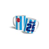 offside Mavi Beyaz Erzurum Bardak Taraftar Forma Tasarımlı Kişiye Özel Baskılı Kişiselleştirilebilir İsme Özel Porselen Hediye Kupa Bardak