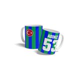 offside Mavi Yeşil Rize Bardak Taraftar Forma Tasarımlı Kişiye Özel Baskılı Kişiselleştirilebilir İsme Özel Porselen Hediye Kupa Bardak