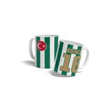 offside Yeşil Beyaz Bursa Bardak Taraftar Forma Tasarımlı Kişiye Özel Baskılı Kişiselleştirilebilir İsme Özel Porselen Hediye Kupa Bardak