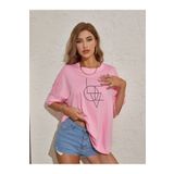 OFFSIDESIGN Kadın Oversize Tişört LOVE Minimal Tasarım Baskılı Tişört Kısa Kollu Yazlık Penye Tişört