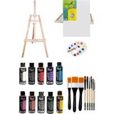 Ofigram Glance Tuval 35 x 50 cm + Akrilik 4'lü + 6+3 Karma Fırça Şovale Seti