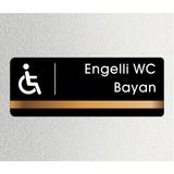 Ofis Departman Kapı Isimliği, Yönlendirme Levhası - Engelli Wc Bayan - 26X10CM Antrasit - Bronz - 26 x 10 cm - 1 Adet