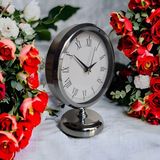 Ofis Salon Otel Masa Saati Metal Parlak Krom 25*20 cm M1