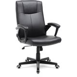Ofis Sandalyesi Pu, Yüksekliği Ayarlanabilir Ergonomik Tasarım, Döner Sandalye, Siyah, OBG32B, 66 x 66 x 110 cm