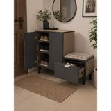 Ofis Sekiz Modern Çok Amaçlı Ayakkabılık Dolabı ve Oturaklı Bench – Kapaklı Raflı Ayakkabı Dolabı, Minderli Çekmeceli Antre Hol Organizer