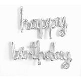 Ofis Turka Happy Birthday El Yazısı Gümüş Renk Folyo Balon