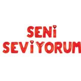 Ofis Turka Seni Seviyorum Kırmızı Harf Folyo Balon