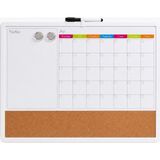 Ofisall 3\'ü 1 Arada Manyetik Takvimli Mantar Pano ve Yazı Tahtası 43X58.5 cm + Kalem, Magnet, Sticker Seti - Beyaz