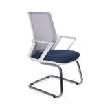 Ofisbazaar Alf Beyaz Fileli Misafir Koltuğu | Ergonomik Toplantı ve Bekleme Koltuğu Mavi/gri