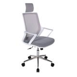 Ofisbazaar Alf Beyaz Fileli Yönetici Koltuğu | Ergonomik Başlıklı Ofis Koltuğu Gri