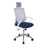 Ofisbazaar Alf Beyaz Fileli Yönetici Koltuğu | Ergonomik Başlıklı Ofis Koltuğu Mavi/Gri