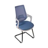 Ofisbazaar Buya Beyaz Fileli Misafir Koltuğu | Ergonomik Toplantı ve Bekleme Koltuğu Açık Mavi