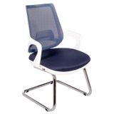 Ofisbazaar Buya Beyaz Fileli Misafir Koltuğu | Ergonomik Toplantı ve Bekleme Koltuğu Lacivert