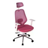 Ofisbazaar Dali Beyaz Fileli Yönetici Koltuğu | Ergonomik Başlıklı Ofis Koltuğu Pembe