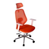 Ofisbazaar Dali Beyaz Fileli Yönetici Koltuğu | Ergonomik Başlıklı Ofis Koltuğu Turuncu