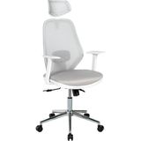 Ofisbazaar Dali Ergonomik Başlıklı Beyaz Gri Fileli Çalışma Koltuğu