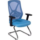 Ofisbazaar Dolphin Siyah Fileli Misafir Koltuğu | Ergonomik Toplantı ve Bekleme Koltuğu Açık Mavi