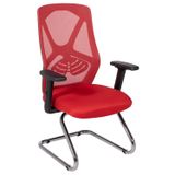 Ofisbazaar Dolphin Siyah Fileli Misafir Koltuğu | Ergonomik Toplantı ve Bekleme Koltuğu Kırmızı